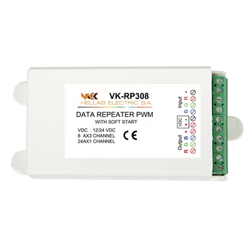 Εικόνα της VK/RP308-24 DATA REPEATER RGB 3χ8Α 12V/24V M/S VK Lighting 78000-542016