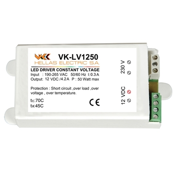 Εικόνα της VK-LV1250 LED DRIVER 12V 50W  M/S VK Lighting 78000-386016