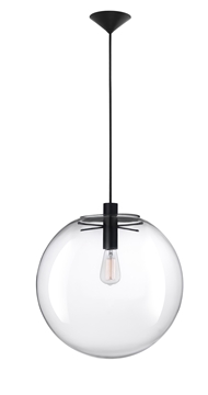 Εικόνα της Clear Glass  Black Metal Black Fabric Wire E27 1x60W IP20 Bulb Excluded D H1 H2 cm