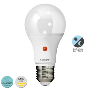 Εικόνα της ΛΑΜΠΑ LED E27 A60 10WATT 6000K DAY NIGHT IP20