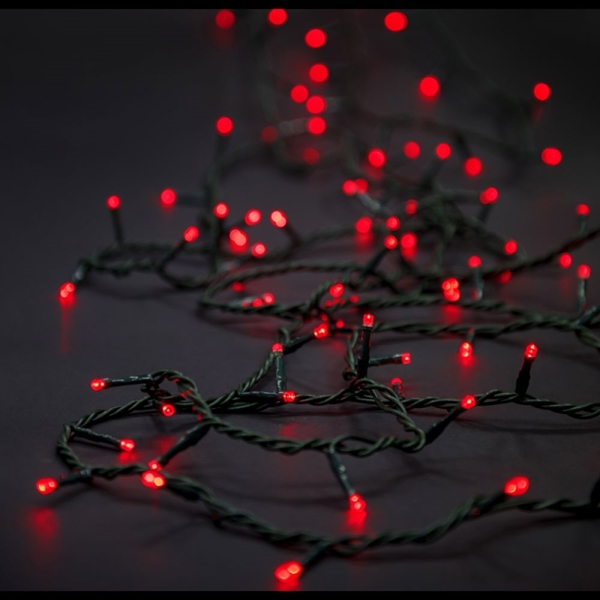 Εικόνα από Χριστουγεννιάτικα λαμπάκια κόκκινα 8 προγράμματα με κοντρολερ πράσινο καλώδιο 24V 6 μέτρα 100 λαμπάκια