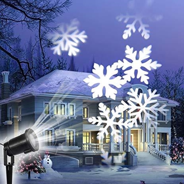 Εικόνα από Χριστουγεννιάτικος Προτζέκτορας Αλουμινίου Με σχέδιο Λευκές Νιφάδες Χιονιού LED IP44 P-1008 Epam