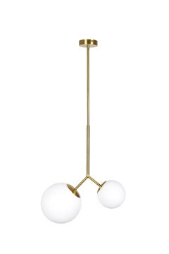 Εικόνα της Φωτιστικό Κρεμαστό SE 110 15 23 Prato Pendant Brass Gold With 2 Opal Glasses Φ15,23  77-4490 Home Lighting