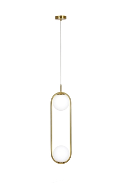 Εικόνα της Φωτιστικό Κρεαμστό SE 110 2 Prato Pendant Brass Gold With 2 Opal Glasses Φ15  77-4489 Home Lighting