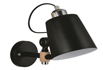 Εικόνα της Φωτιστικό Απλίκα YQ 4003 Sam Black Metal Wood Wall Lamp 77-4497 Home Lighting