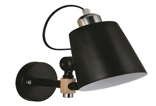 Εικόνα από Φωτιστικό Απλίκα YQ 4003 Sam Black Metal Wood Wall Lamp 77-4497 Home Lighting