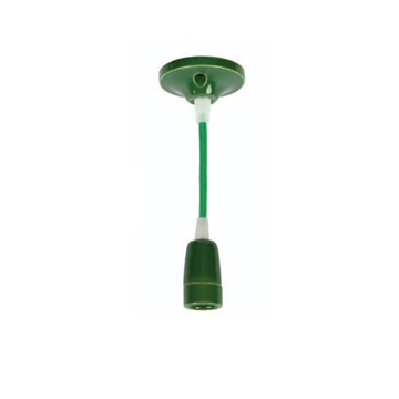Εικόνα της Κρεμαστό Ντουί E14 Πορσελάνινο Με Υφασμάτινο Καλώδιο Πράσινο 2Χ0.75 VK/511/PE/GR 77161-304639 VK Lighting