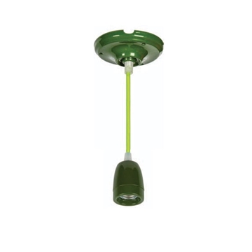 Εικόνα της Κρεμαστό Ντουί E27 Πορσελάνινο Με Υφασμάτινο Καλώδιο Πράσινο 2Χ0.75 VK/510/PE/GR 77161-312639 VK Lighting