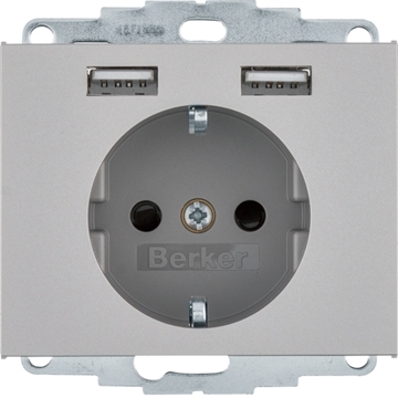 Εικόνα της B.ΠΡΙΖΑ ΣΟΥΚΟ ΜΕ 2xUSB K.5 INOX HAGER