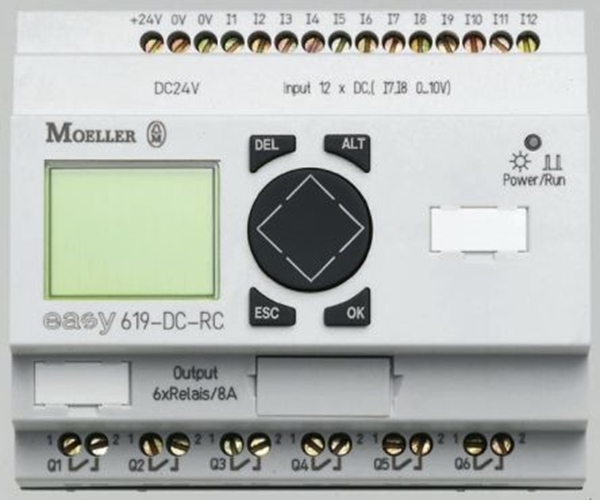 Εικόνα από EASY L.C.D Display, 12 DC είσοδοι(2 αναλογικές 0-10V), 6 έξοδοι EASY619-DC-RC Moeller
