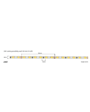 Εικόνα της Ταινία LED IP20 24V 9,69W/M 3000K Cri90 Vk/24/2835/W/120/4Mm 78001-650126 VK (5m)