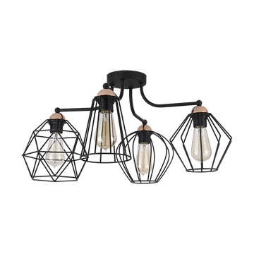 Εικόνα της Φωτιστικό οροφής Polly Ceiling Lamp 4xE27 Black 955POLLY4/BL Elmark