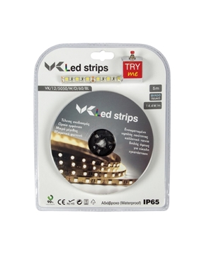 Εικόνα της Ταινια Led 5M 12V 14,4W/M 6000K Ip65 Vk/12/5050/W/D/60/Blist