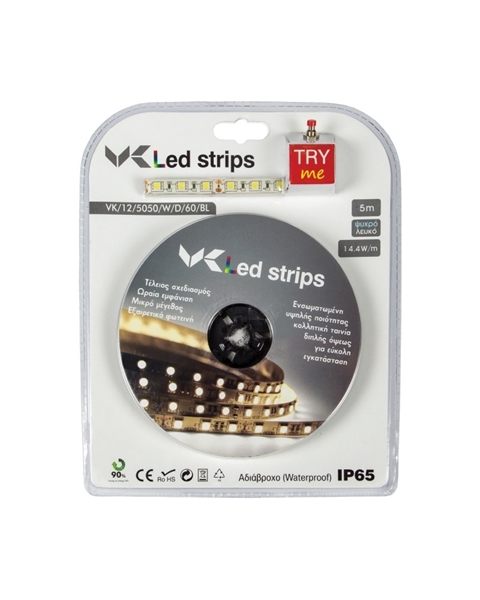 Εικόνα από Ταινια Led 5M 12V 14,4W/M 6000K Ip65 Vk/12/5050/W/D/60/Blist