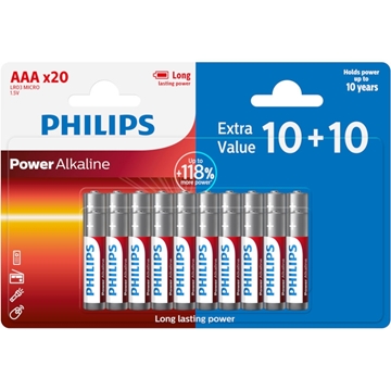 Εικόνα της Philips LR03P20BP/GRS Power Alkaline Αλκαλικές Μπαταρίες Υψηλής Απόδοσης AAA (20τμχ)