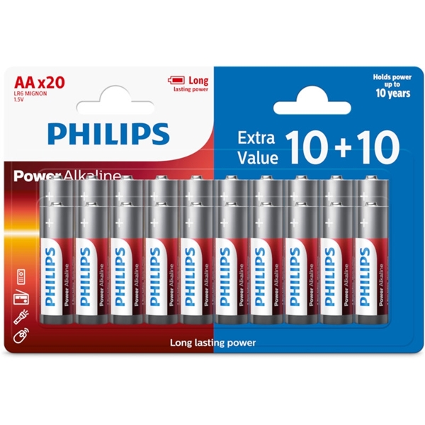 Εικόνα από Philips LR6P20BP/GRS Power Alkaline Αλκαλικές Μπαταρίες Υψηλής Απόδοσης AA (20 τμχ)