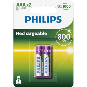 Εικόνα της Philips R03B2Α80/GRS Επαναφορτιζόμενες Μπαταρίες Προ-φορτισμένες Ni-Mh 2τμχ HR03 AAA 800mAh 1.2V