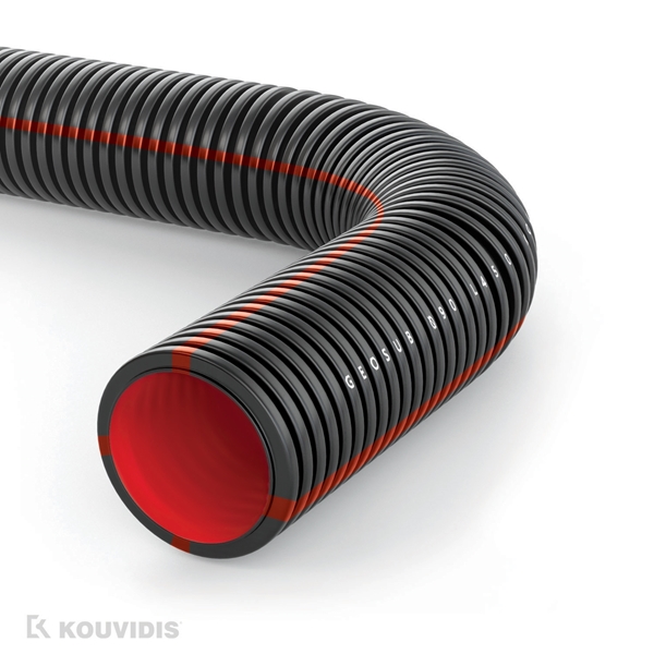 Εικόνα από Διαμορφωσιμος Διπλου Τοιχωματος Σωληνας Με Κοκκινες Γραμμες Φ75 Geonflex IAS Ν750