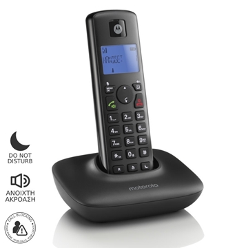 Εικόνα της Motorola T401+ Black (Ελληνικό Μενού) Ασύρματο τηλέφωνο με φραγή αριθμών, ανοιχτή ακρόαση και Do Not Disturb