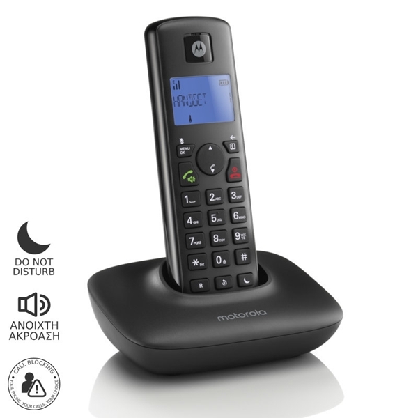 Εικόνα από Motorola T401+ Black (Ελληνικό Μενού) Ασύρματο τηλέφωνο με φραγή αριθμών, ανοιχτή ακρόαση και Do Not Disturb