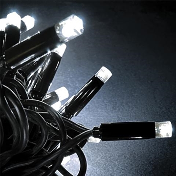 Εικόνα της 100 Λαμπάκια LED Ψυχρό Λευκό επεκτειμόμενα ΙP44 Μαύρο Καλώδιο Ρεύματος 10m 27-00231 Fos me
