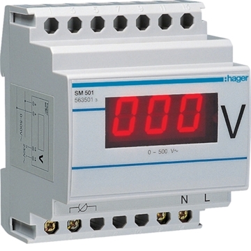 Εικόνα της Βολτόμετρο Ψηφιακό 0-500V Hager SM501