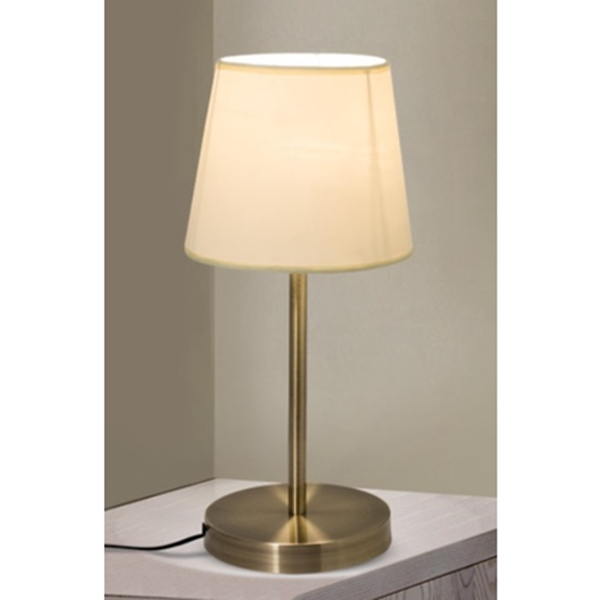 Εικόνα από Φωτιστικό Μεταλλικό Επιτραπέζιο Πορτατίφ με Λευκό Καπέλο LMP-411/001 DORA TABLE LAMP SATIN NICKEL Homelighting 77-2121