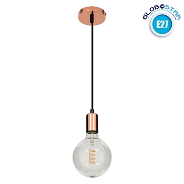Εικόνα της GloboStar LUMI COPPER 99422 Μοντέρνο Μεταλλικό Κρεμαστό Φωτιστικό Οροφής Ανάρτηση με Ντουί E27 Μονόφωτο Χάλκινο Φ4 x Y118cm