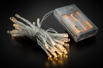 Εικόνα της Χριστουγεννιάτικα Φωτάκια με Μπαταρία 20L LED Διάφανο Καλώδιο - Θερμό Λευκό Λαμπάκι 2.4Μ