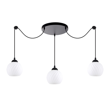 Εικόνα της KQ 8865-3A SWIGL BLACK PENDANT WITH WHITE GLASSES HOME LIGHTING 77-8199