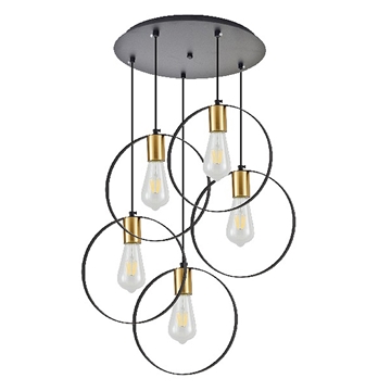 Εικόνα της KQ 9016-5P HOOP PENDANT BLACK : BRUSHED BRASS HOME LIGHTING 77-8204