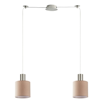 Εικόνα της SE21-NM-4-NM2-SH3 ADEPT TUBE Nickel Matt Pendant Brown Fabric Shade Home Lighting 77-8431