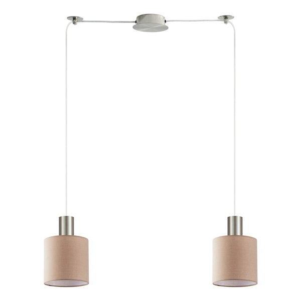 Εικόνα από SE21-NM-4-NM2-SH3 ADEPT TUBE Nickel Matt Pendant Brown Fabric Shade Home Lighting 77-8431