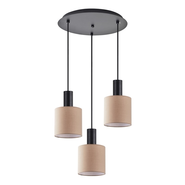 Εικόνα από SE21-BL-4-3BL-SH3 ADEPT TUBE Black Pendant Brown Fabric Shade Home Lighting 77-8523