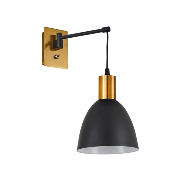 Εικόνα από SE21-GM-9-MS2 Gold Matt and Black Metal Wall Lamp Black Metal Shade HOMELIGHTING 77-8360