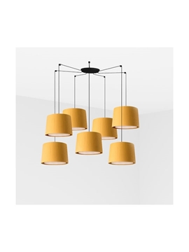 Εικόνα της Samba Black Pendant Lamp Yellow Ribboned Lampshade Faro 64314-45-7L