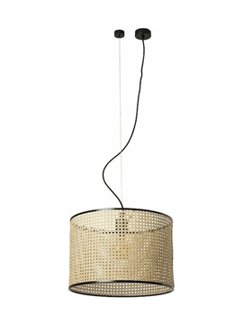 Εικόνα της Mambo Black Pendant Lamp Rattan Lampshade O450*313 Faro 64314-49