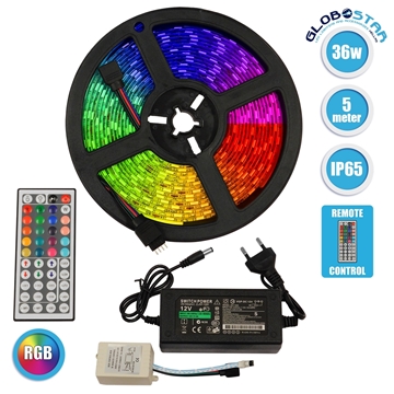 Εικόνα της GloboStar 70411 Σετ Ταινία LED 5m 36W 60LED/m SMD 600lm 120° Αδιάβροχη IP65 Ασυρματο Χειριστηριο