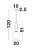 Εικόνα από Matt Black Metal Opal Glass LED E27 1x12 Watt 230 Volt IP20 Bulb Excluded D: 20 H1: 51 H2: 120 cm