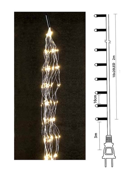 Εικόνα από 200Led Λαμπάκια Σταθερά Copper (Χταπόδι) 10 Πλοκάμια x 20Led Θερμού Φωτισμού Ip44 2m