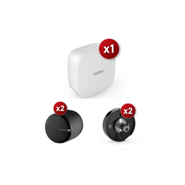 Εικόνα της Smart Lock Tedee Pro Black + Bridge + Euro Adapter 2 DOORS