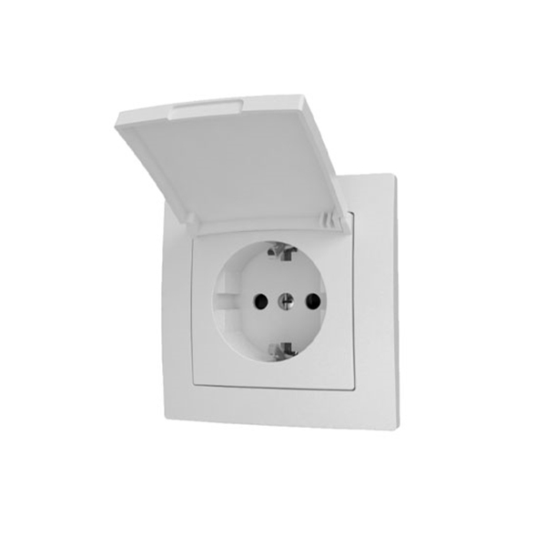 Εικόνα από Πρίζα Σούκο Χωνευτή με Καπάκι Λευκή Στεγανή ΙΡ44 HI-C51 Lucas