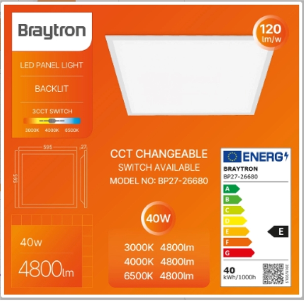 Εικόνα από ΧΩΝΕΥΤΟ ΠΑΝΕΛ LED 40W-595x595-WHT-CCT